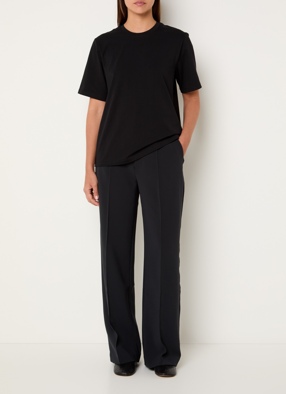 Ninepine Classic Pima T-shirt met ronde hals - voorkant 3 zwart