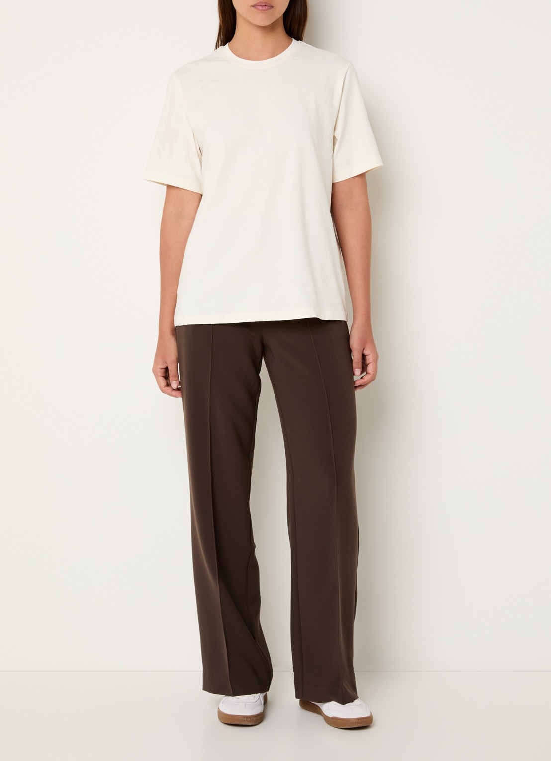 Ninepine Classic Pima T-shirt met ronde hals - voorkant 2 gebroken wit