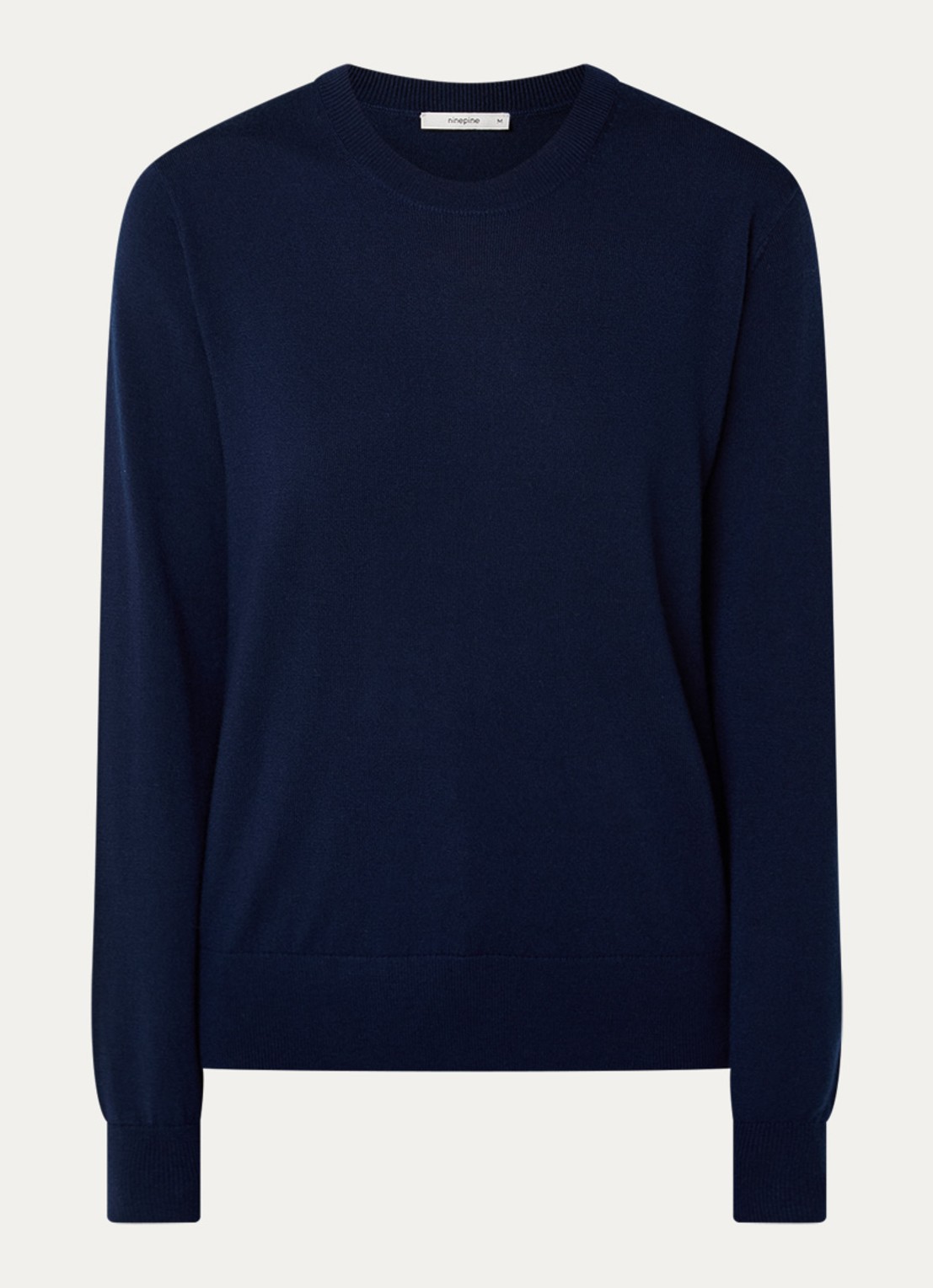 Ninepine Fijngebreide trui van merino wol - voorkant 2 donkerblauw