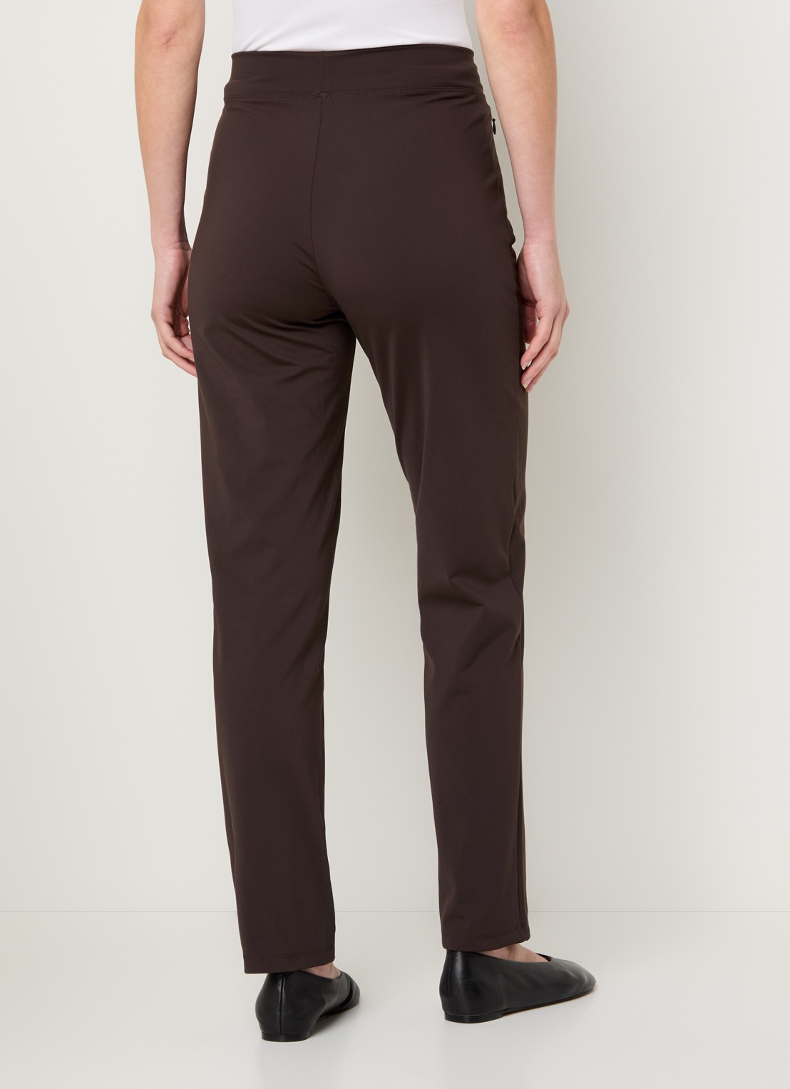 Ninepine High waist slim fit broek met ritszakken - achterkant donkerbruin