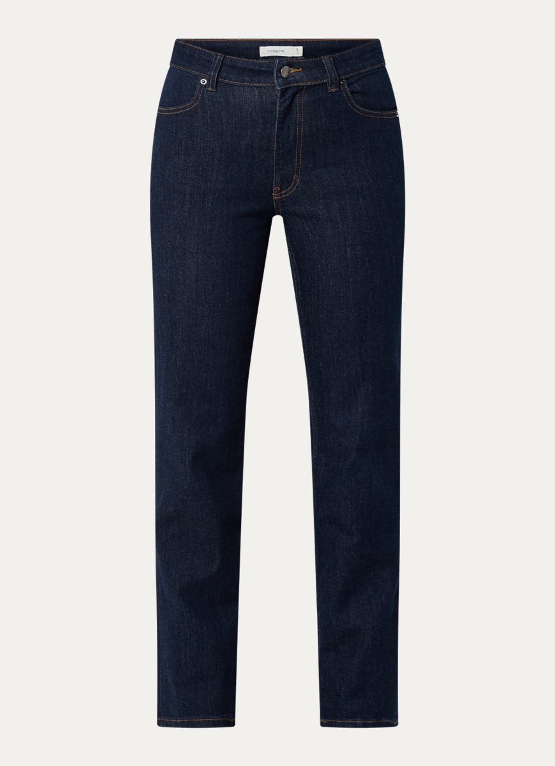 Ninepine High waist slim fit jeans met donkere wassing - voorkant 2 indigo