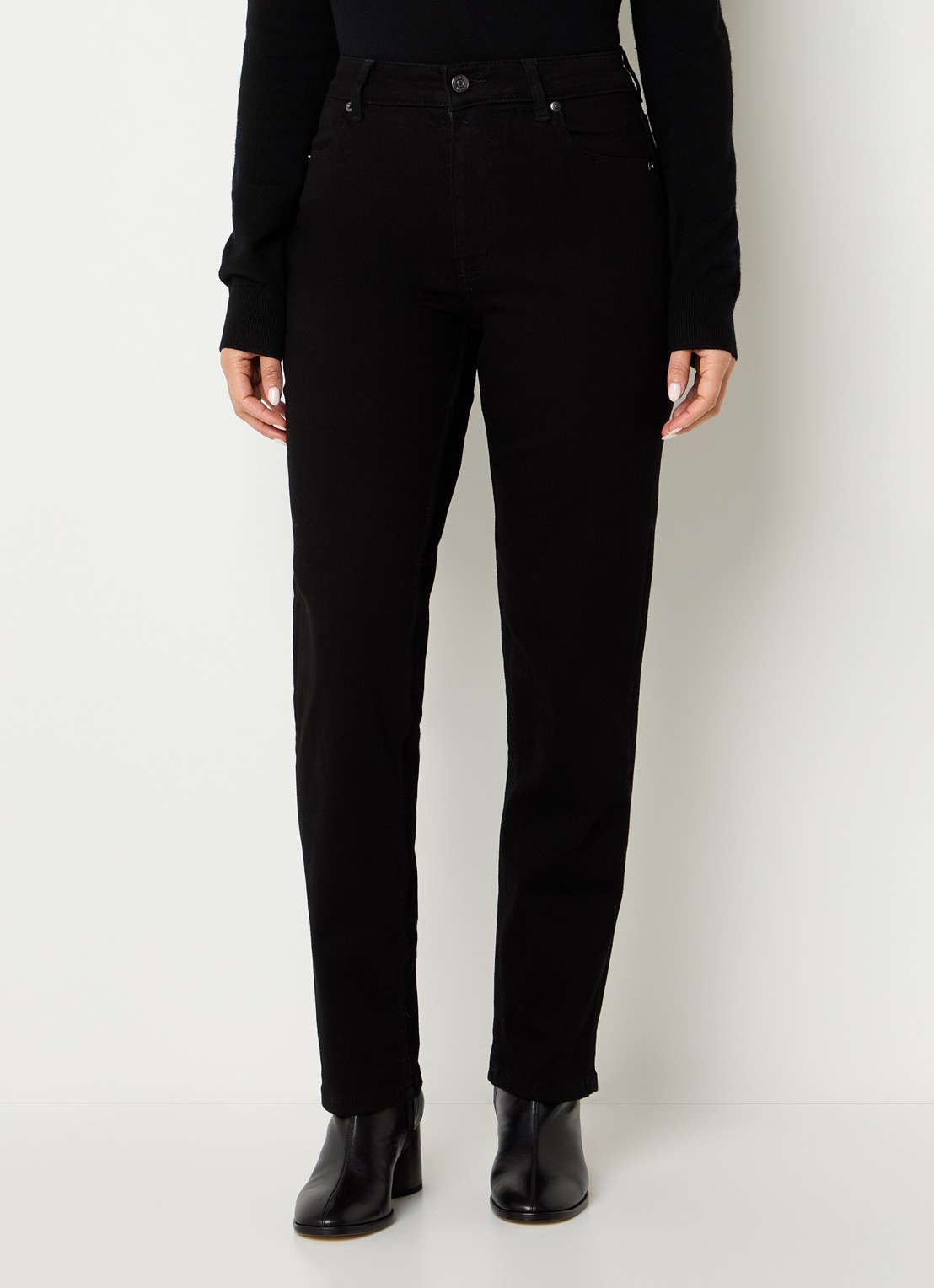 Ninepine High waist slim fit jeans met gekleurde wassing - detail 4 zwart