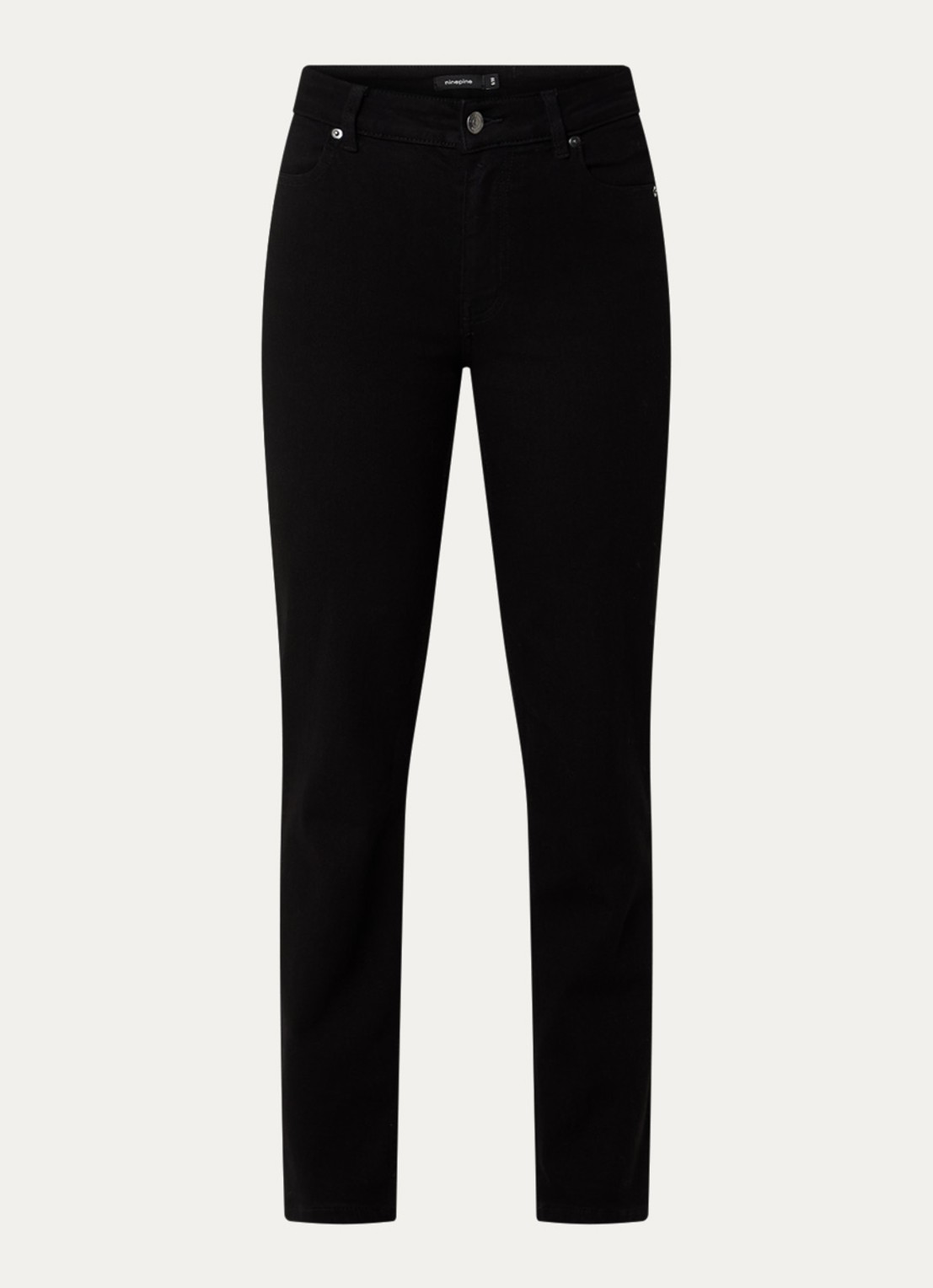 Ninepine High waist slim fit jeans met gekleurde wassing - voorkant zwart
