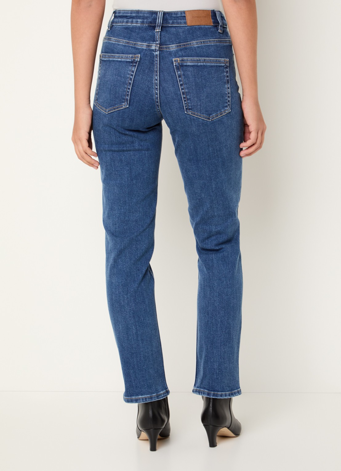 Ninepine High waist slim fit jeans met gekleurde wassing - achterkant indigo
