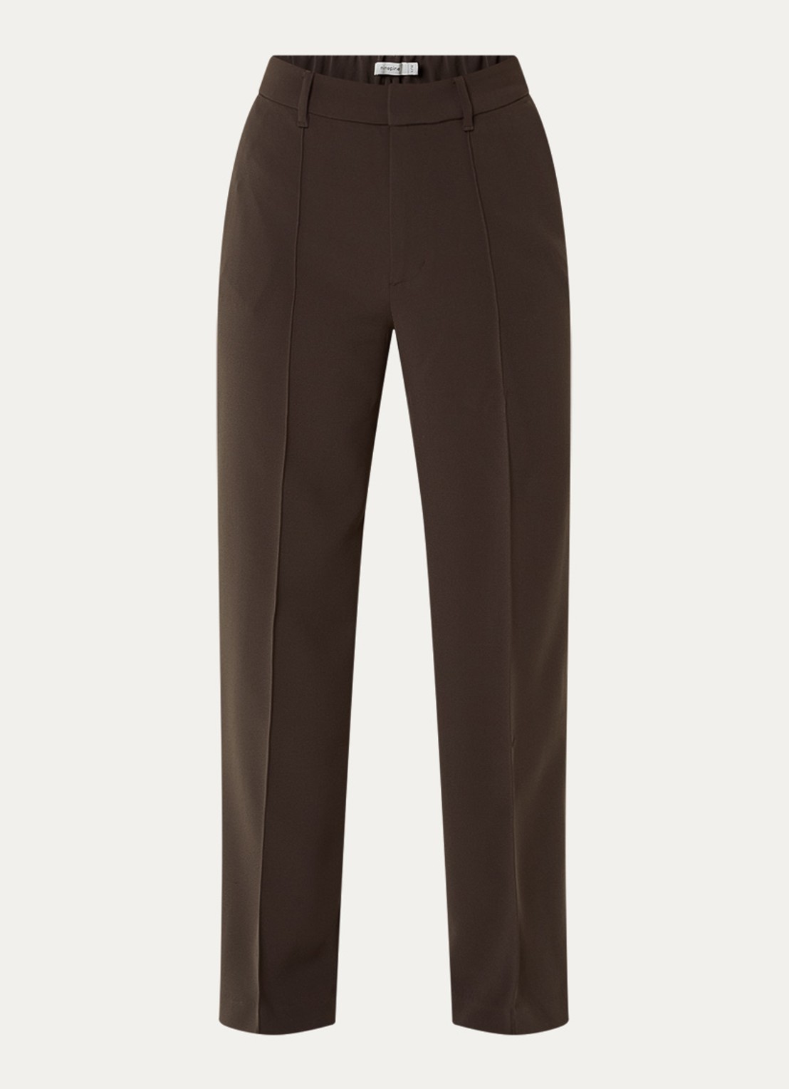 Ninepine High waist straight fit pantalon met steekzakken - voorkant 3 donkerbruin
