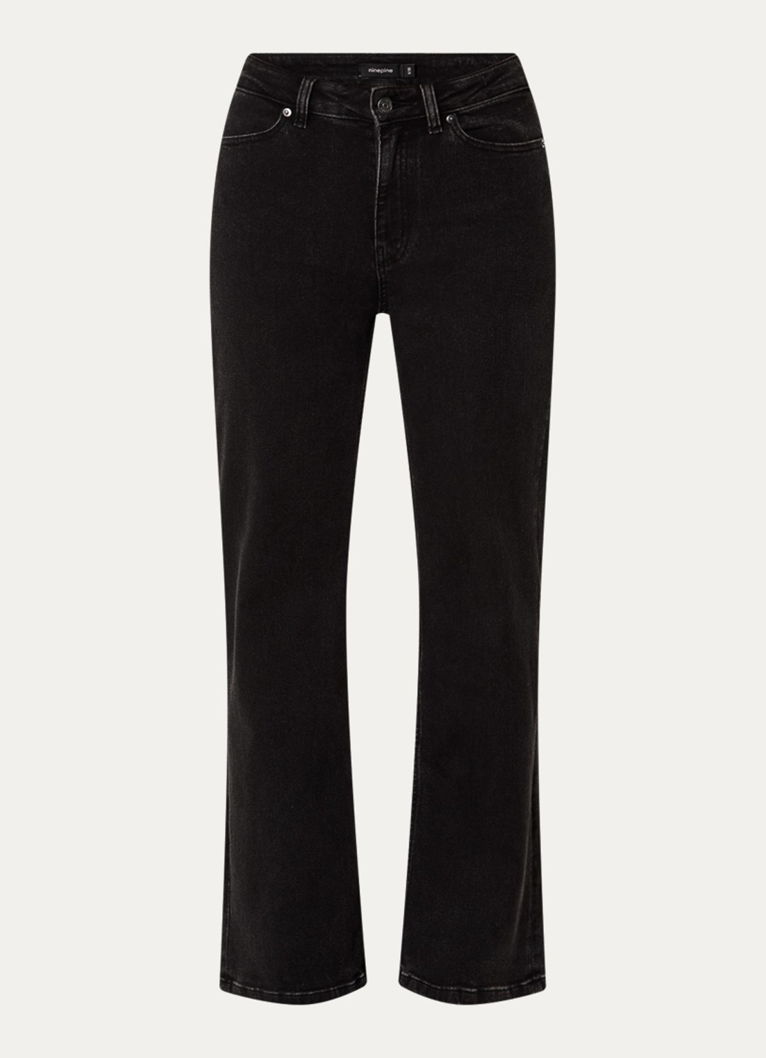 Ninepine High waist straight leg jeans met gekleurde wassing - voorkant zwart