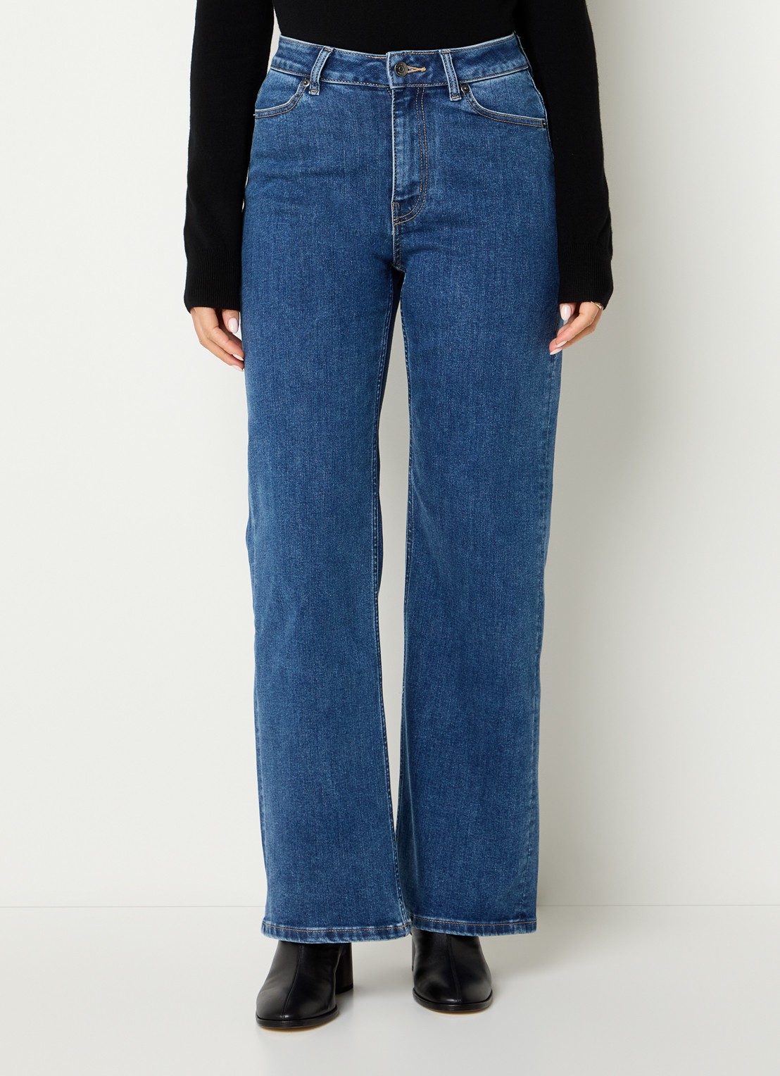 Ninepine High waist straight leg jeans met stretch - detail 4 indigo
