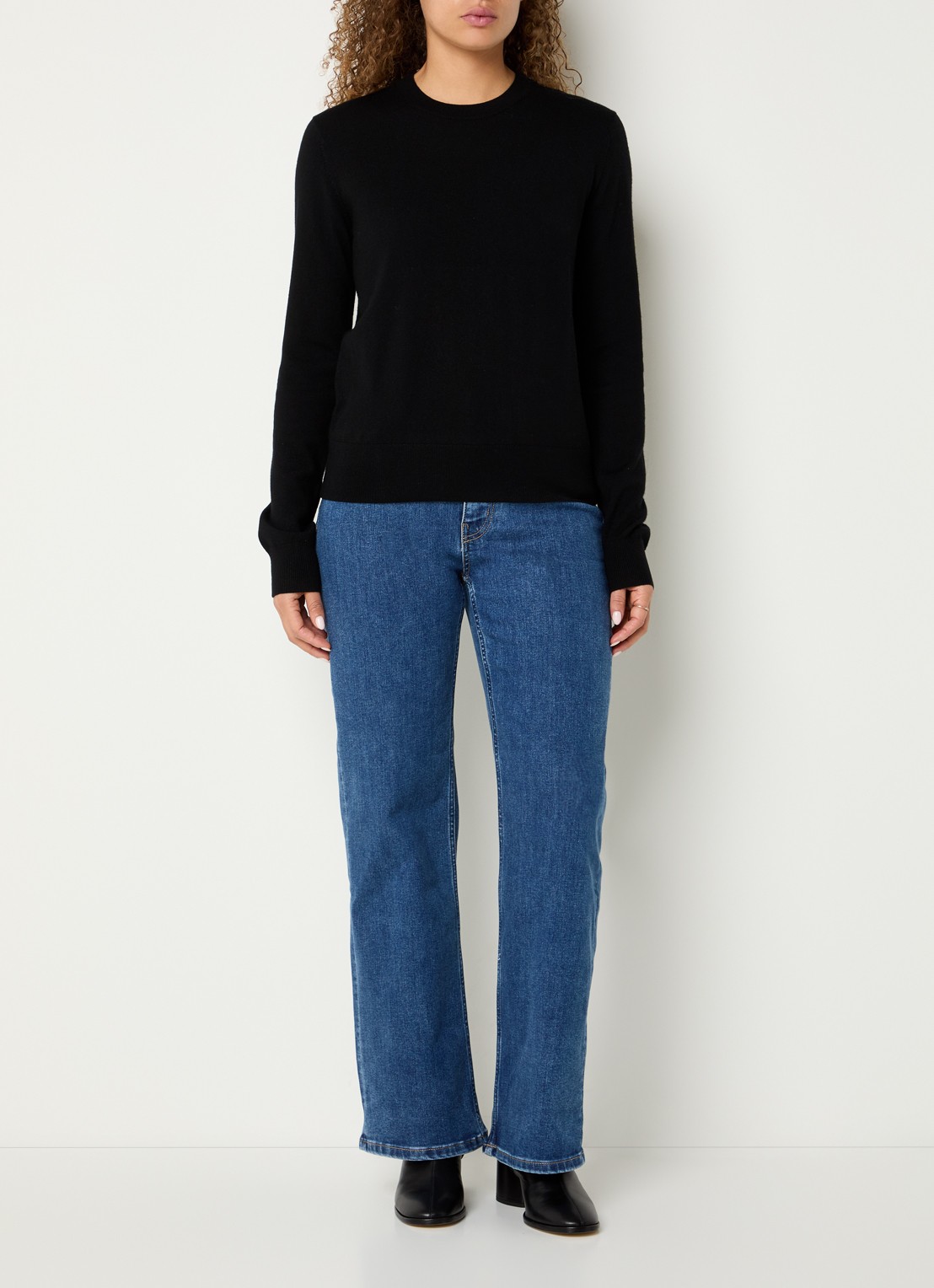 Ninepine High waist straight leg jeans met stretch - voorkant 2 indigo