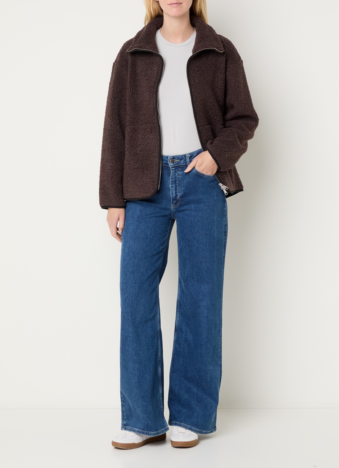 Ninepine Jack van fleece met ritszakken - voorkant 2 kastanjebruin
