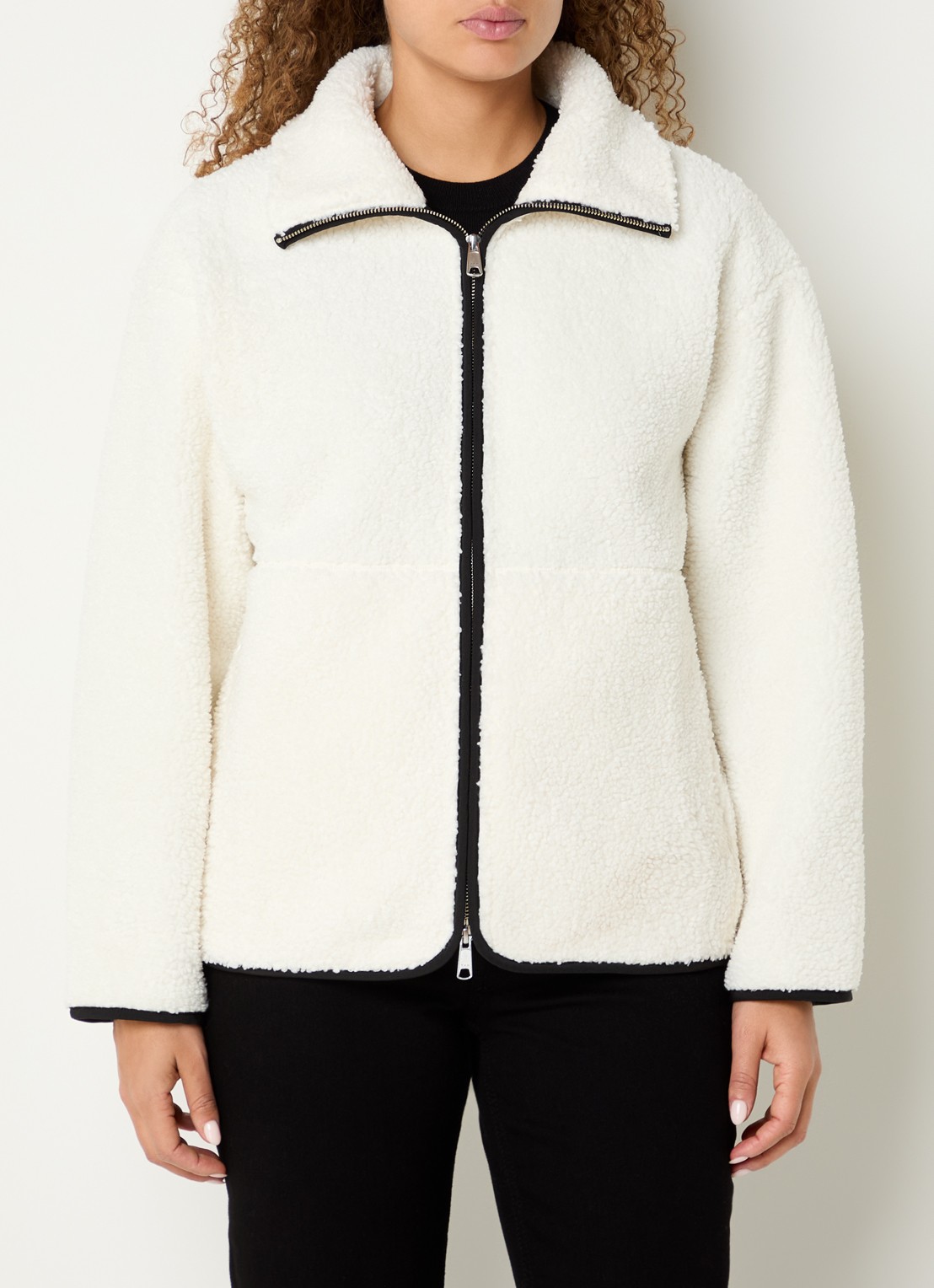 Ninepine Jack van fleece met ritszakken - detail 4 gebroken wit