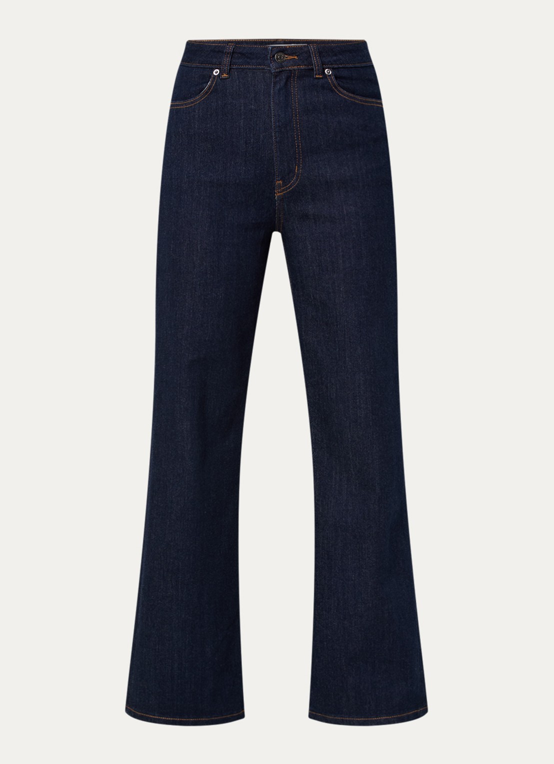 Ninepine Relaxed Comfort high waist straight leg jeans met donkere wassing - voorkant 3 donkerblauw