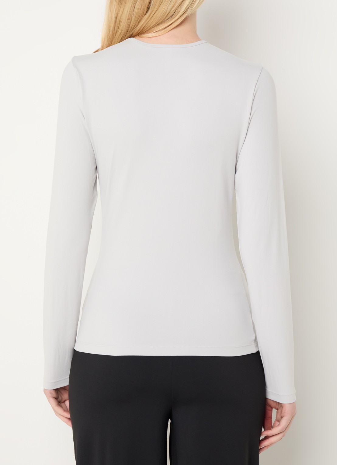 Ninepine Top van jersey met ronde hals - achterkant 4 lichtgrijs