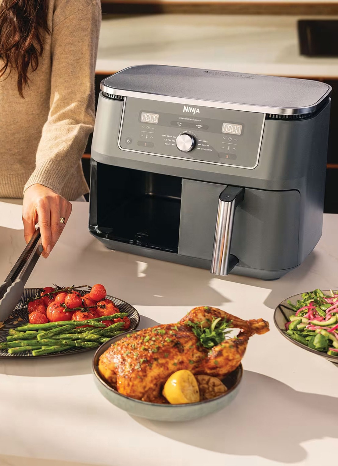 Ninja Dual Zone airfryer 9,5 liter DZ400EU - detail 4 zwart