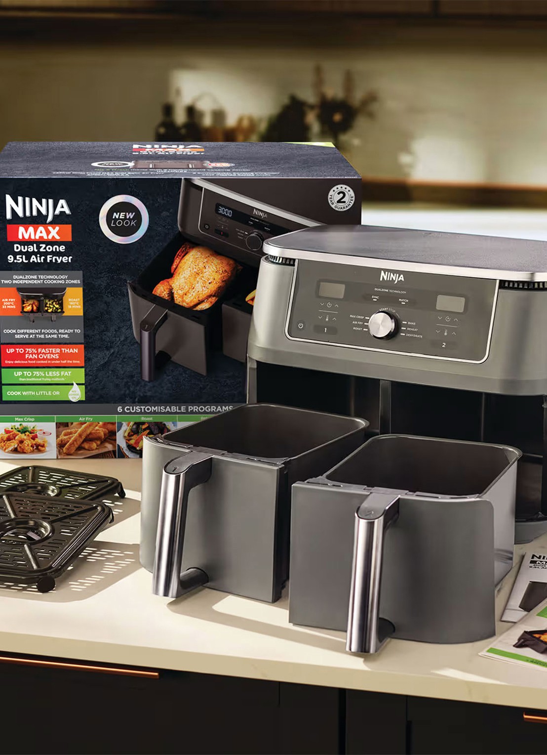 Ninja Dual Zone airfryer 9,5 liter DZ400EU - detail 5 zwart