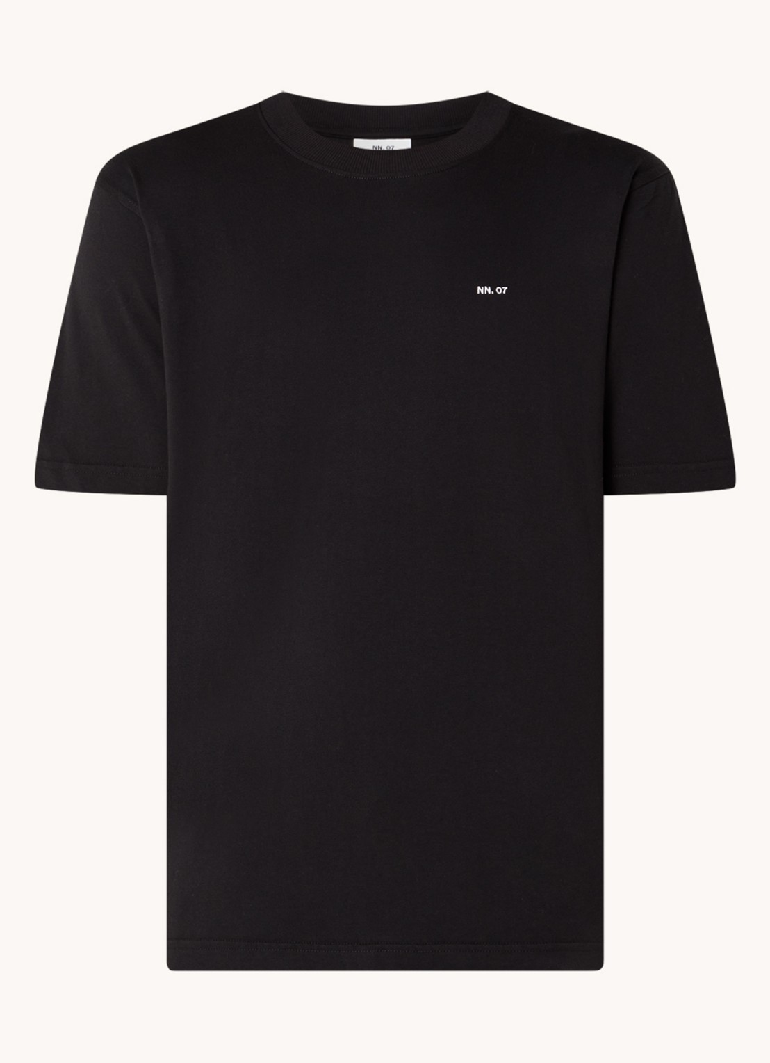 NN.07 Adam T-shirt met logo - voorkant 3 zwart