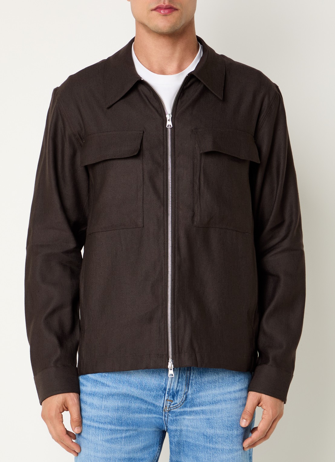 NN.07 Alban overshirt met borstzakken - detail 4 donkerbruin