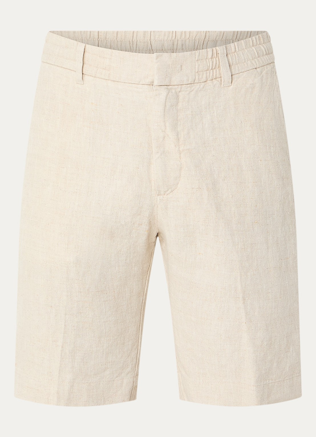 NN.07 Billie straight fit korte broek van linnen met steekzakken - voorkant 3 beige