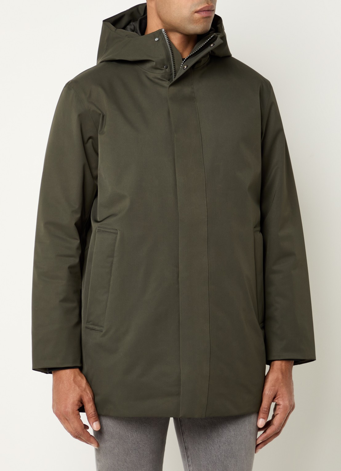 NN.07 Blake gewatteerde parka met capuchon en ritszakken  - detail 4 bronsgroen
