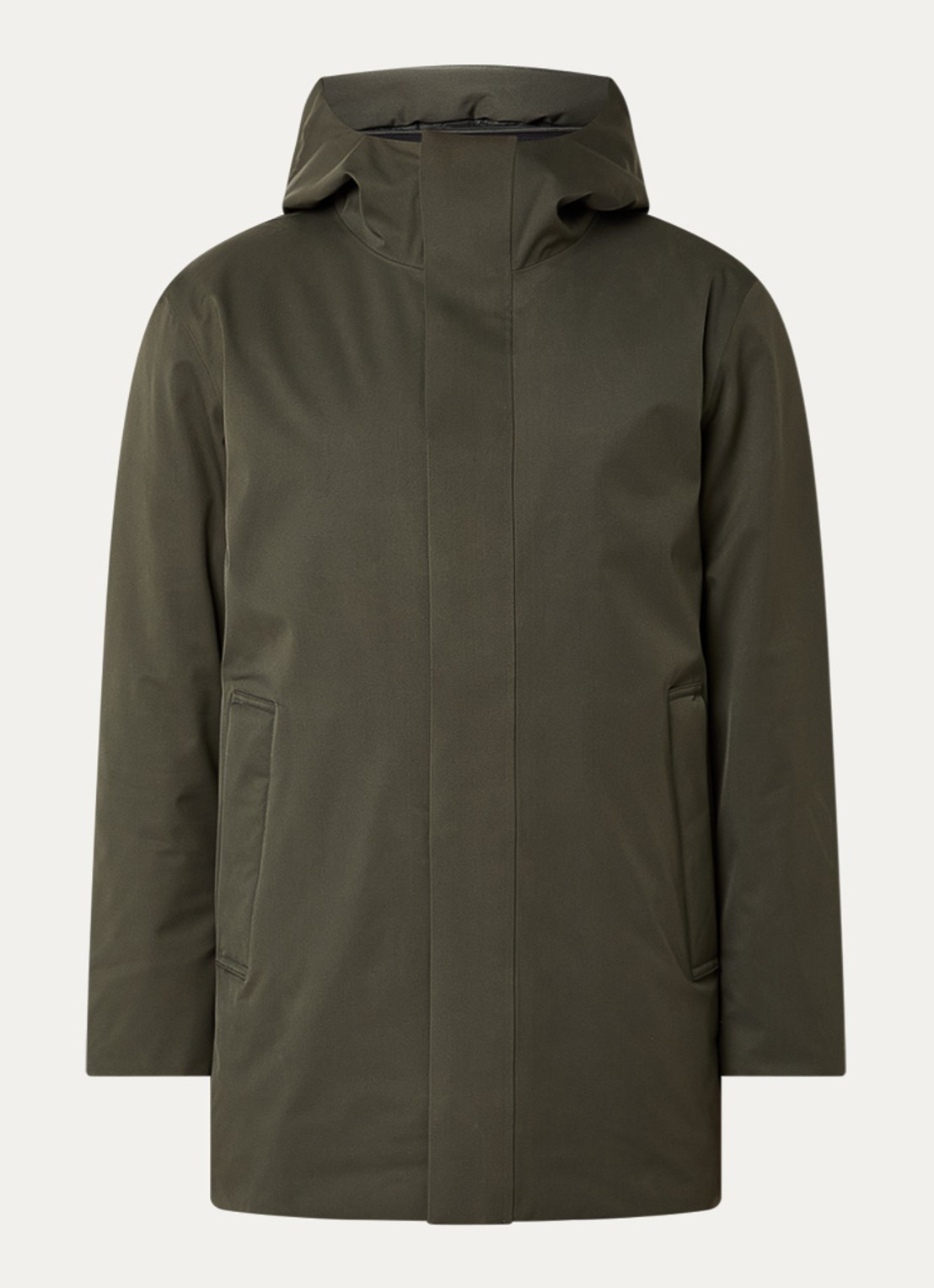 NN.07 Blake gewatteerde parka met capuchon en ritszakken  - voorkant bronsgroen