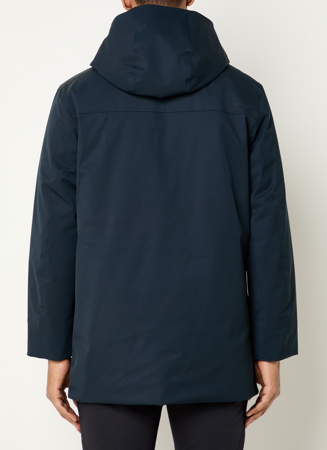NN.07 Blake gewatteerde parka met capuchon en ritszakken  - achterkant 2 donkerblauw