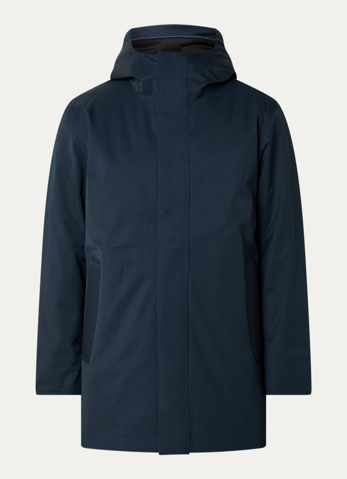 NN.07 Blake gewatteerde parka met capuchon en ritszakken  - voorkant 3 donkerblauw