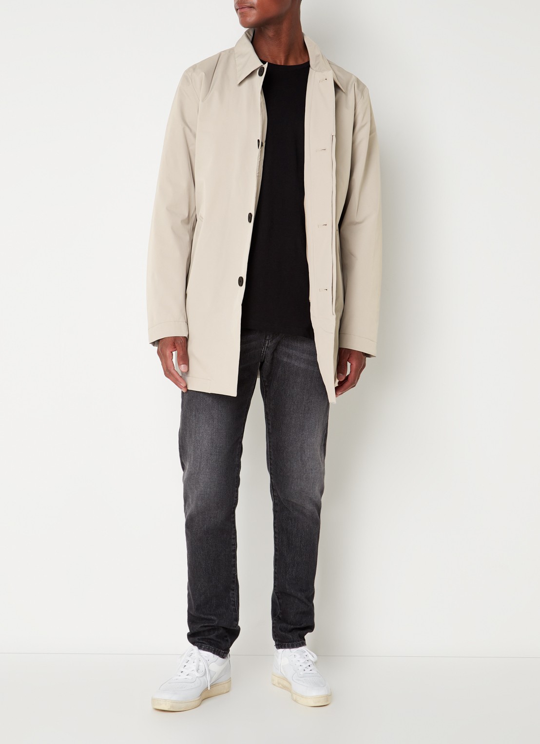 NN.07 Blake gewatteerde trenchcoat met uitneembare binnenjas - voorkant 5 creme