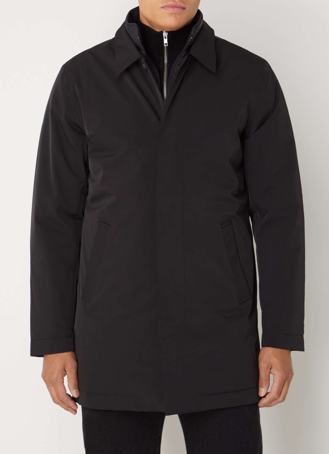 NN.07 Blake gewatteerde trenchcoat met uitneembare voering - detail 3 zwart