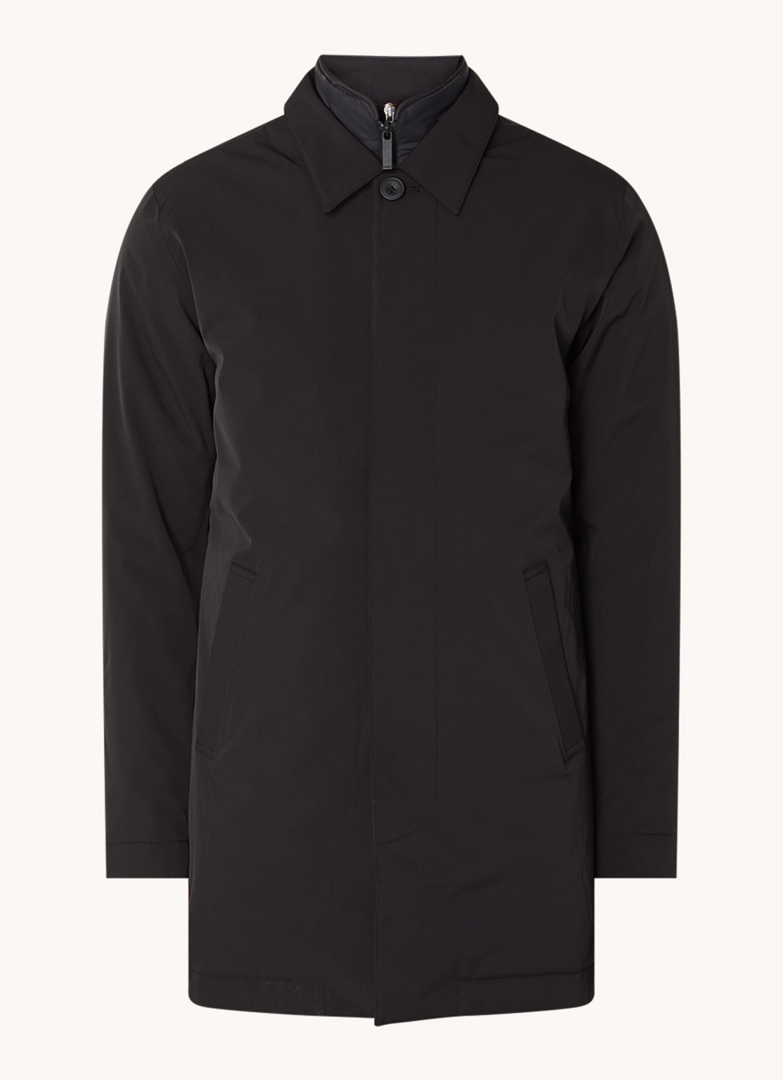 NN.07 Blake gewatteerde trenchcoat met uitneembare voering - voorkant zwart