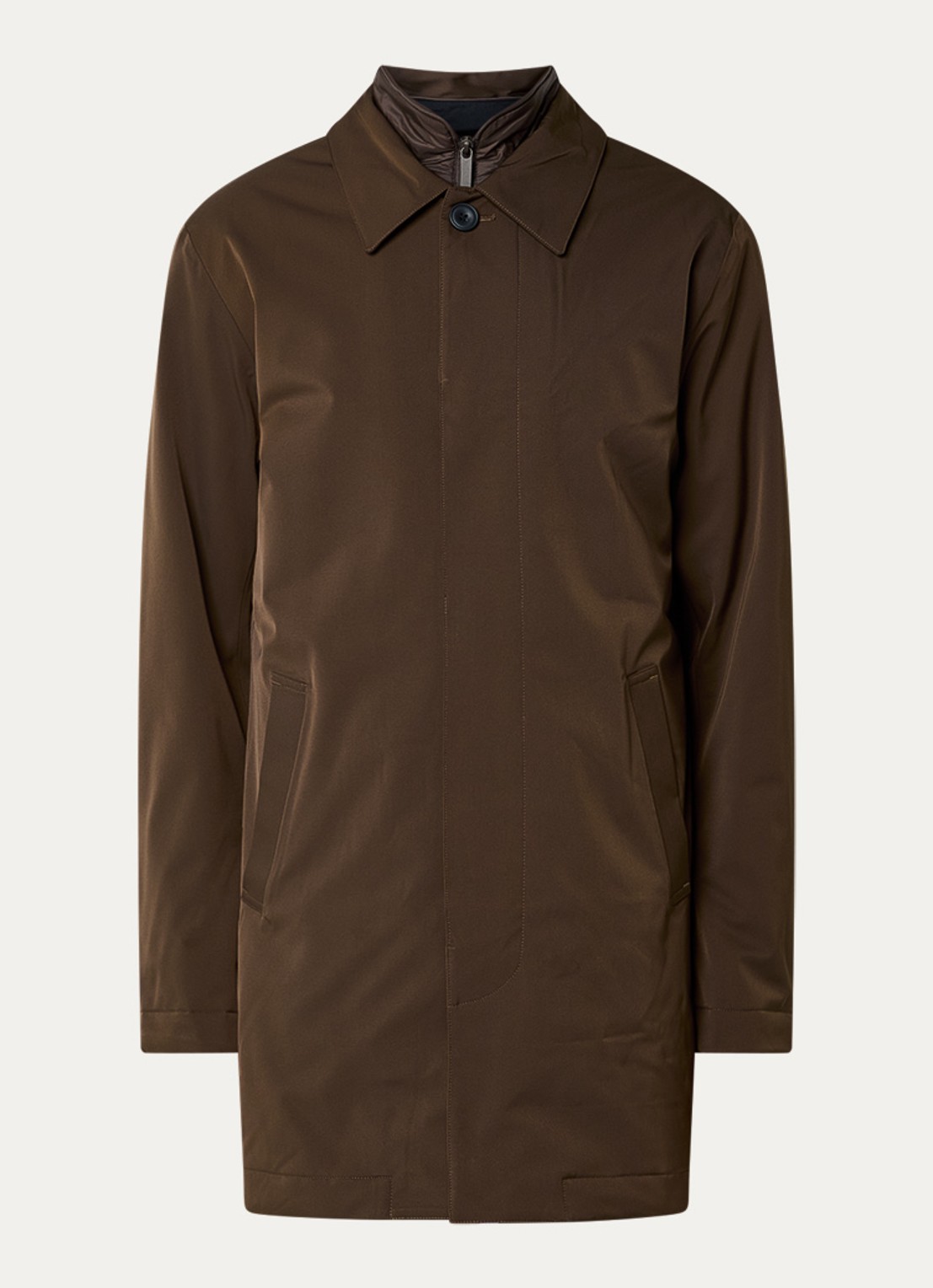 NN.07 Blake gewatteerde trenchcoat  met uitneembare voering - voorkant donkerbruin