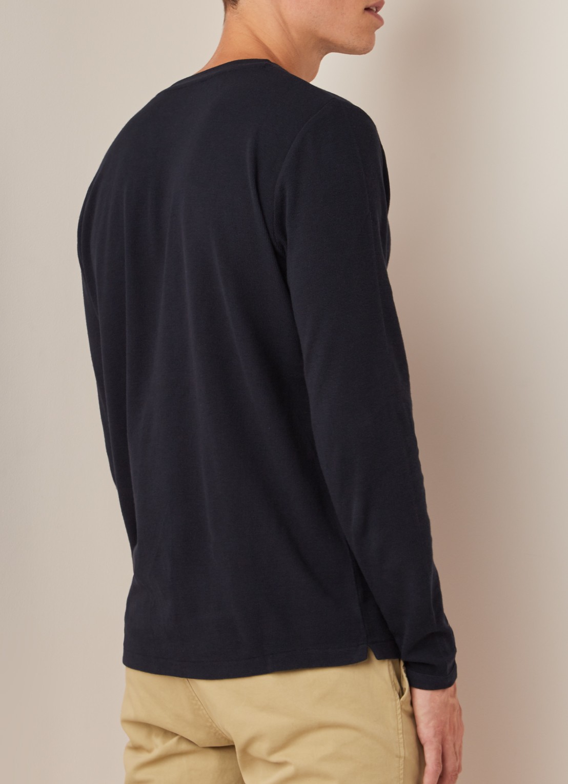 NN.07 Clive longsleeve in katoenblend met structuur - achterkant 4 donkerblauw