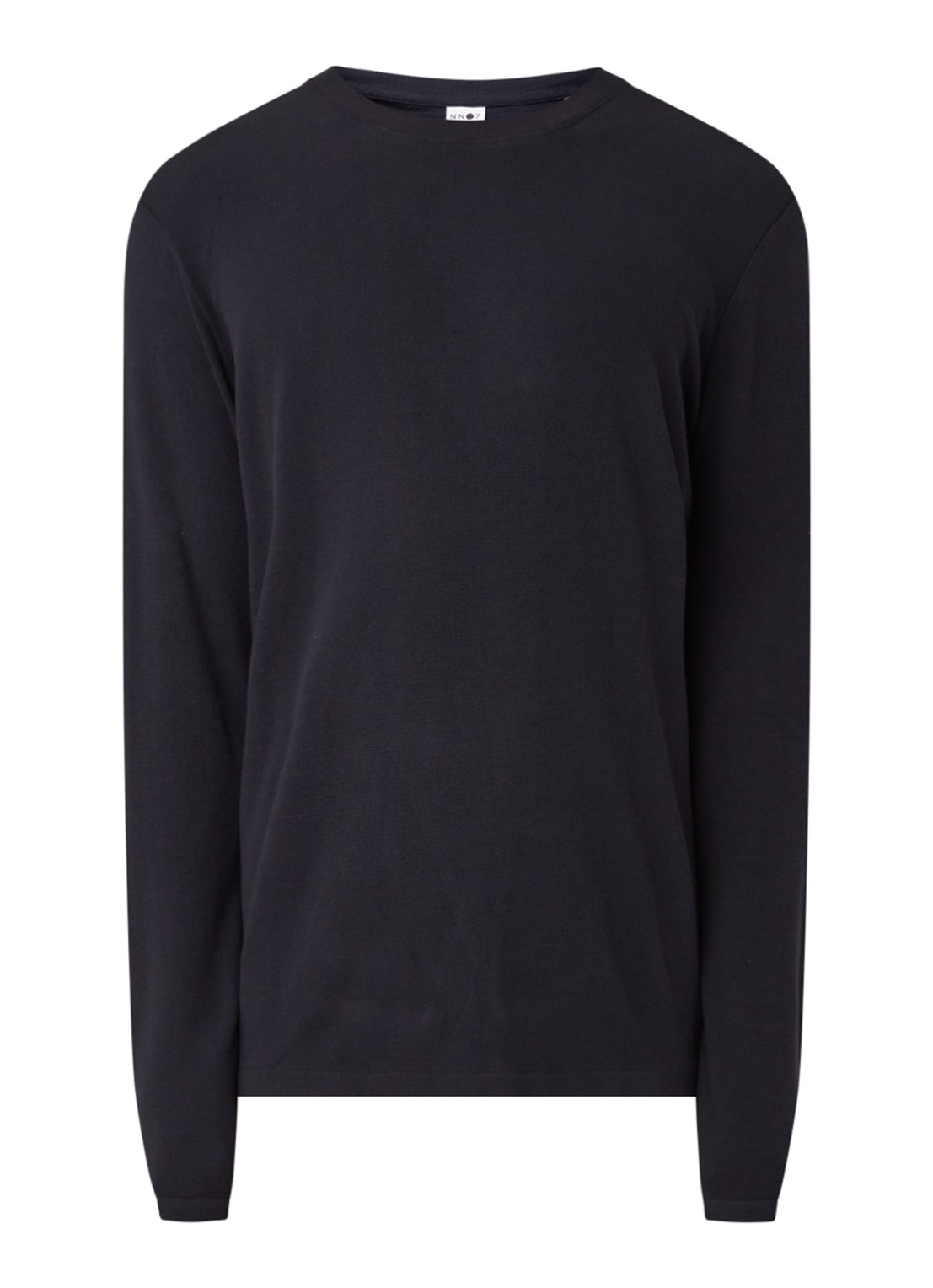 NN.07 Clive longsleeve in katoenblend met structuur - voorkant donkerblauw
