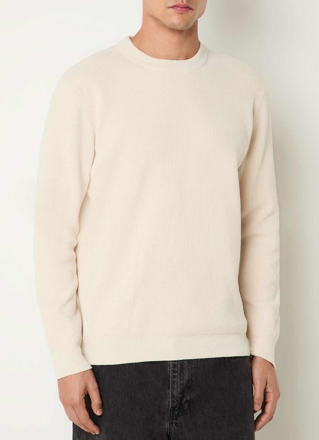 NN.07 Danny grofgebreide pullover met ronde hals - detail 2 ivoor