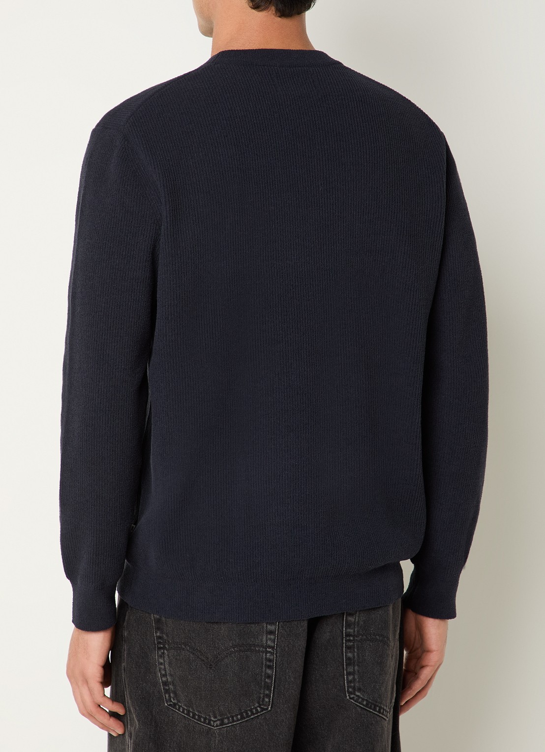 NN.07 Danny grofgebreide pullover met ronde hals - achterkant 4 donkerblauw