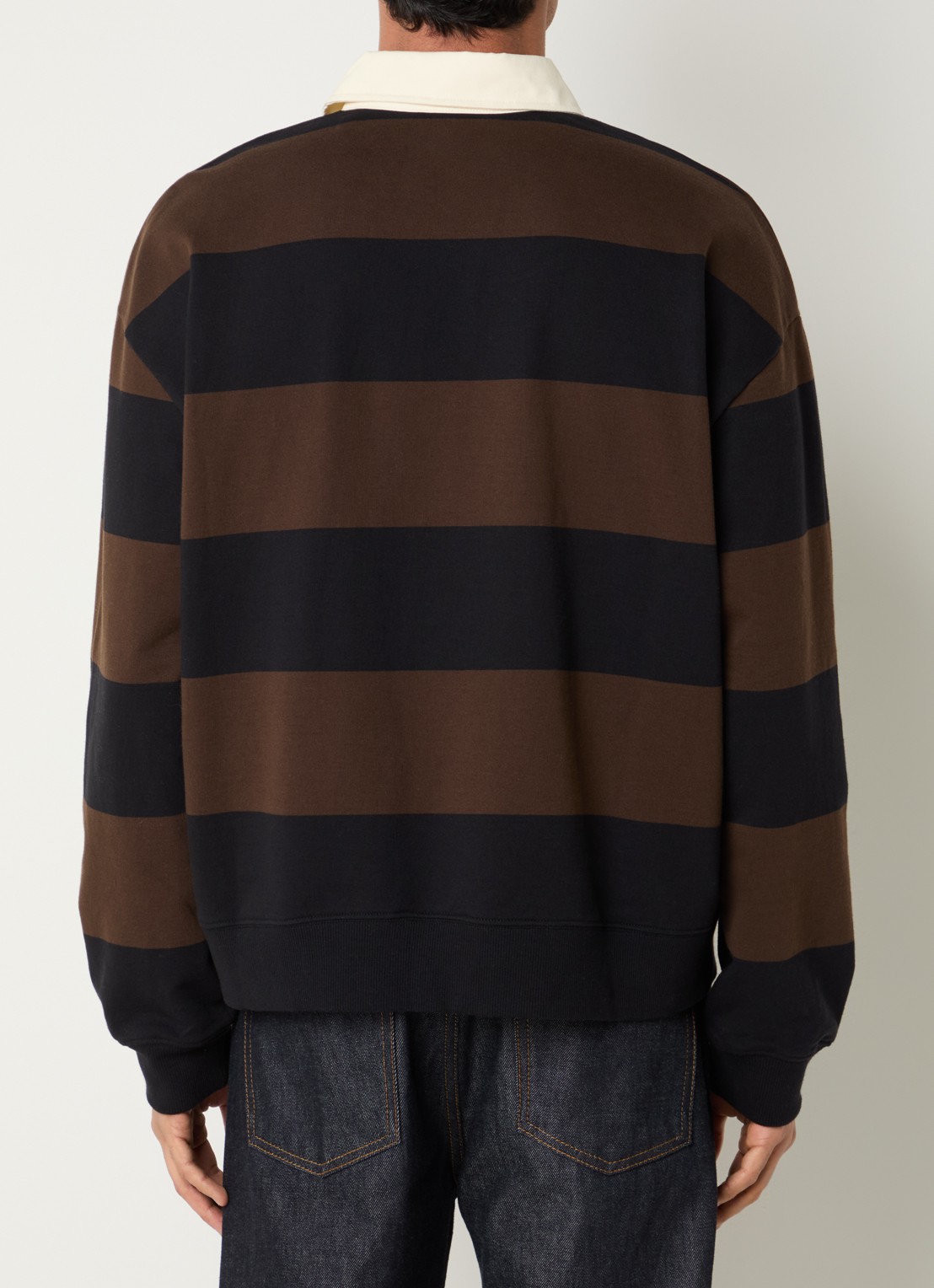 NN.07 David sweater met streepprint - achterkant 3 bruin