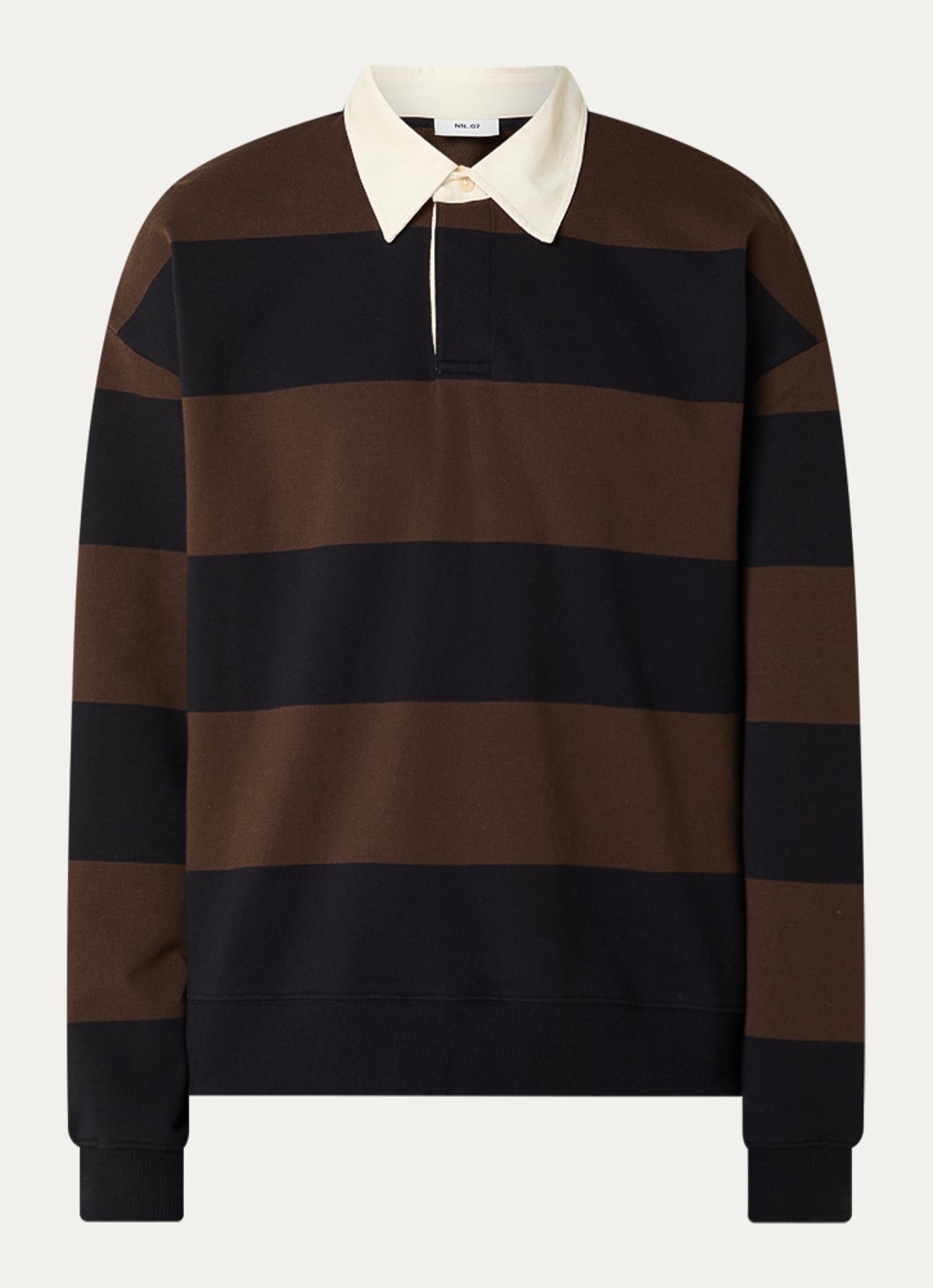 NN.07 David sweater met streepprint - voorkant bruin