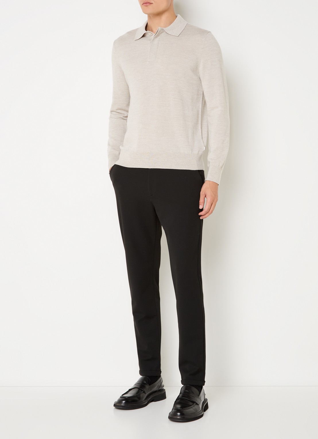 NN.07 Fijngebreide pullover van wol met polokraag - voorkant 3 beige