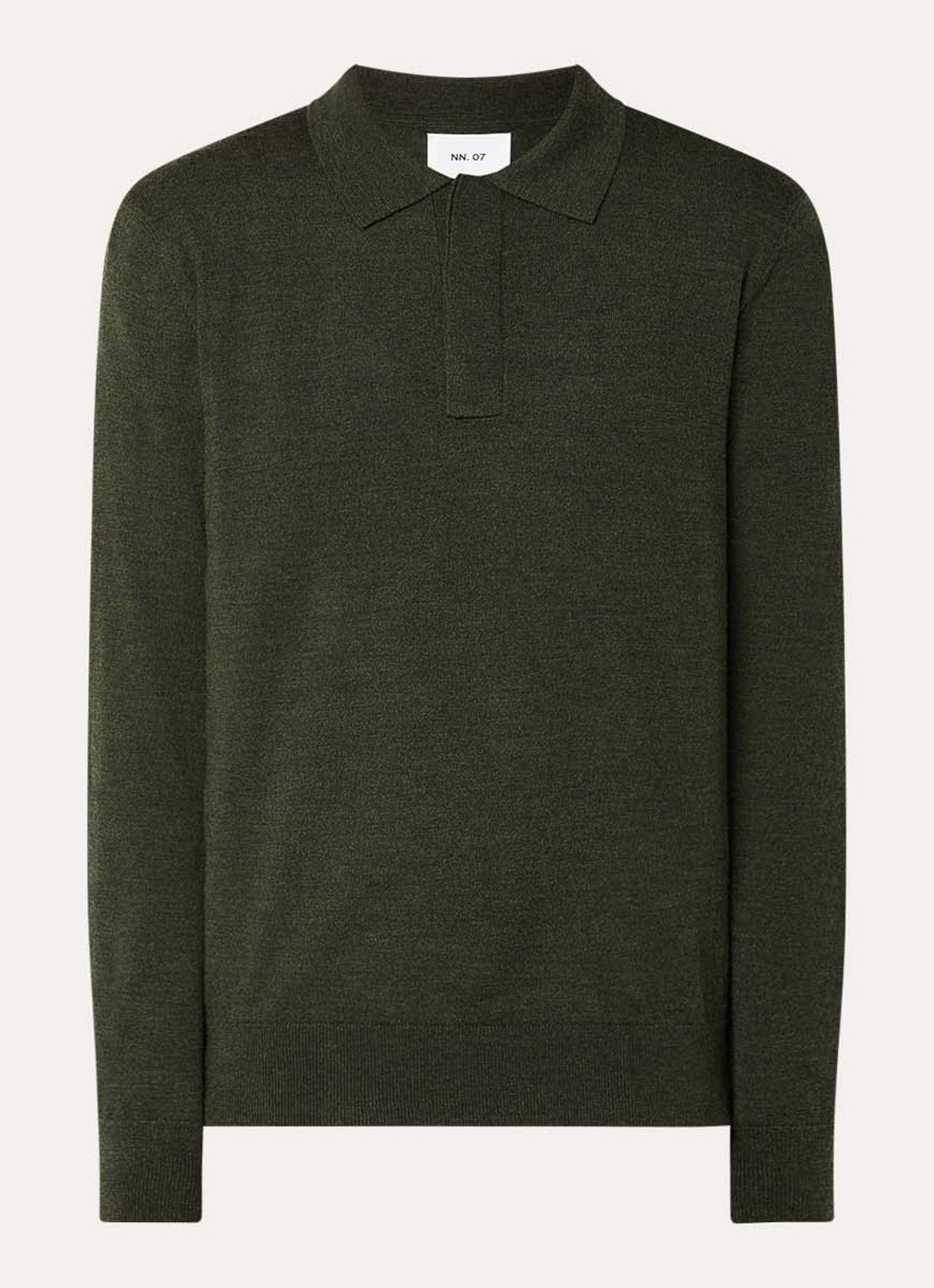 NN.07 Fijngebreide pullover van wol met polokraag - voorkant 2 legergroen