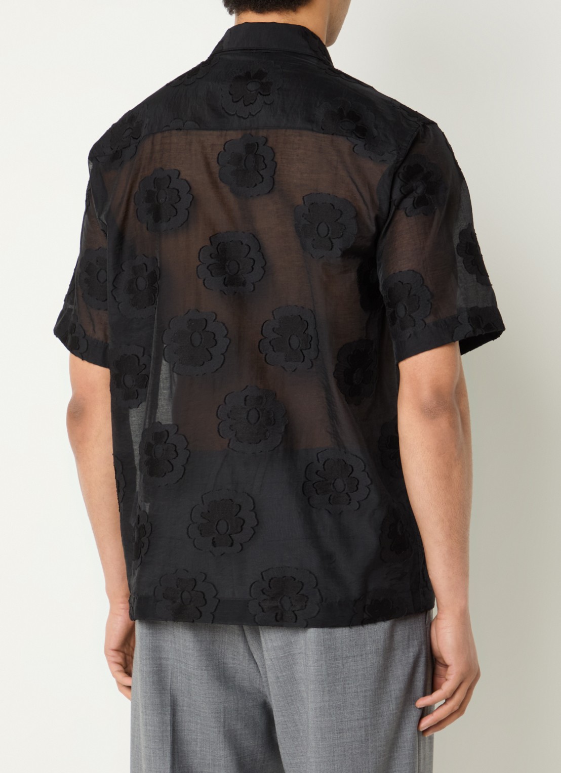 NN.07 Freddy overhemd met bloemenprint - achterkant 3 zwart