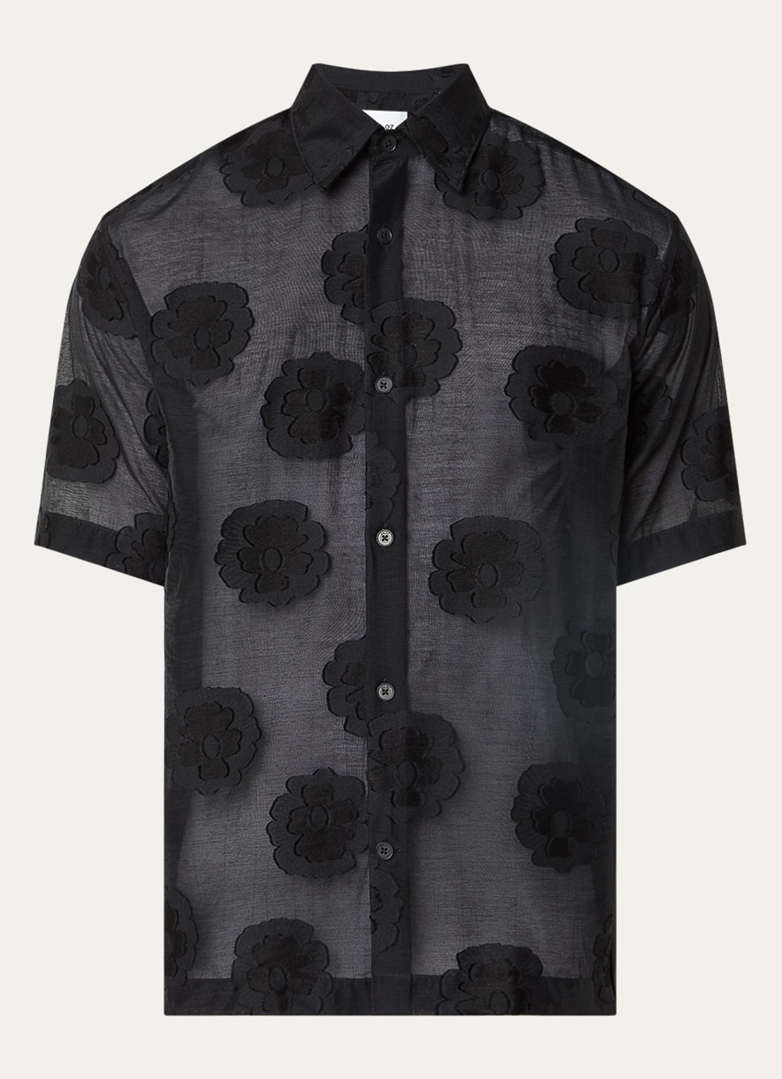 NN.07 Freddy overhemd met bloemenprint - voorkant zwart