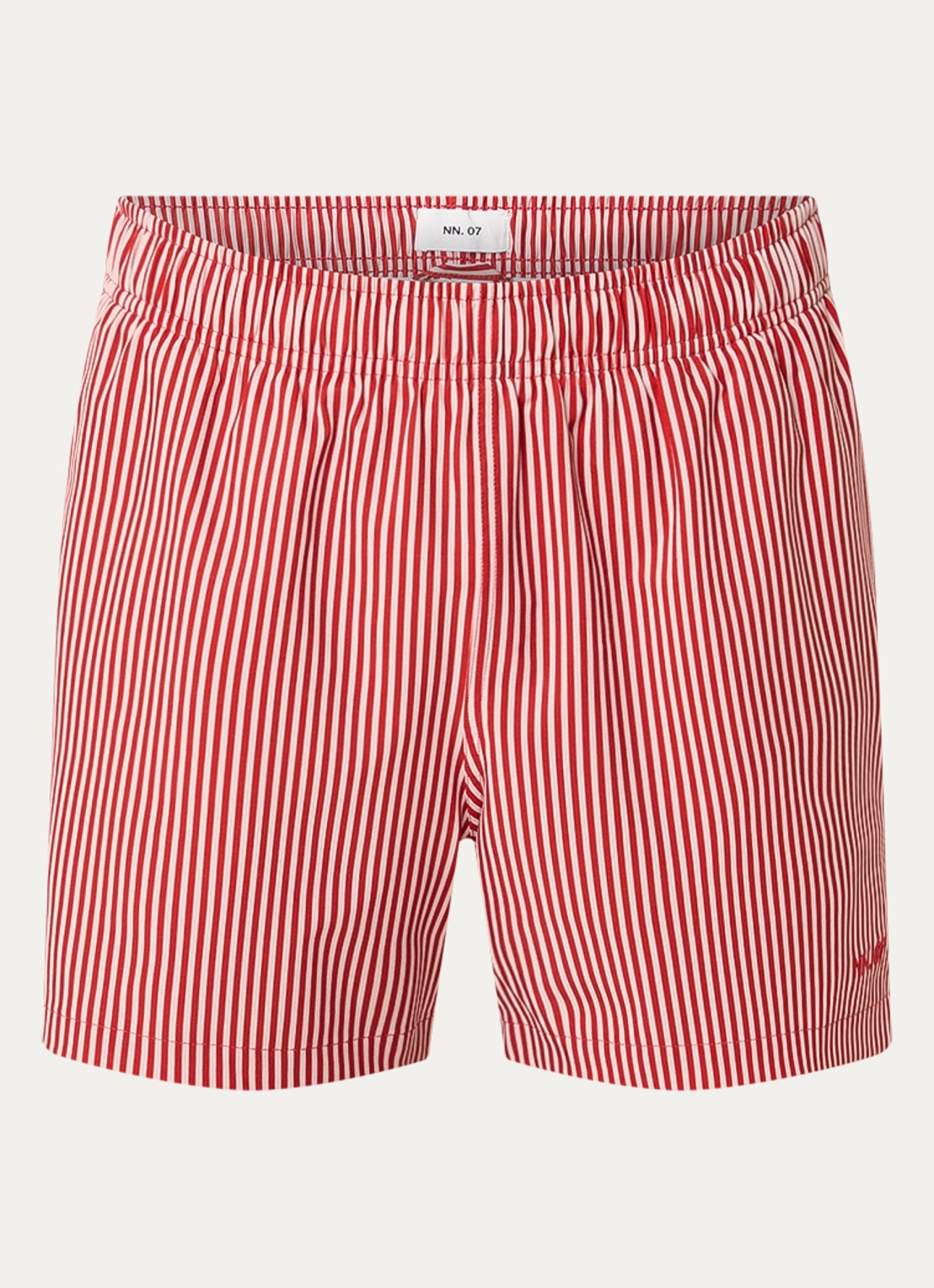 NN.07 Holiday zwemshort met steekzakken en logo - voorkant 3 kersenrood