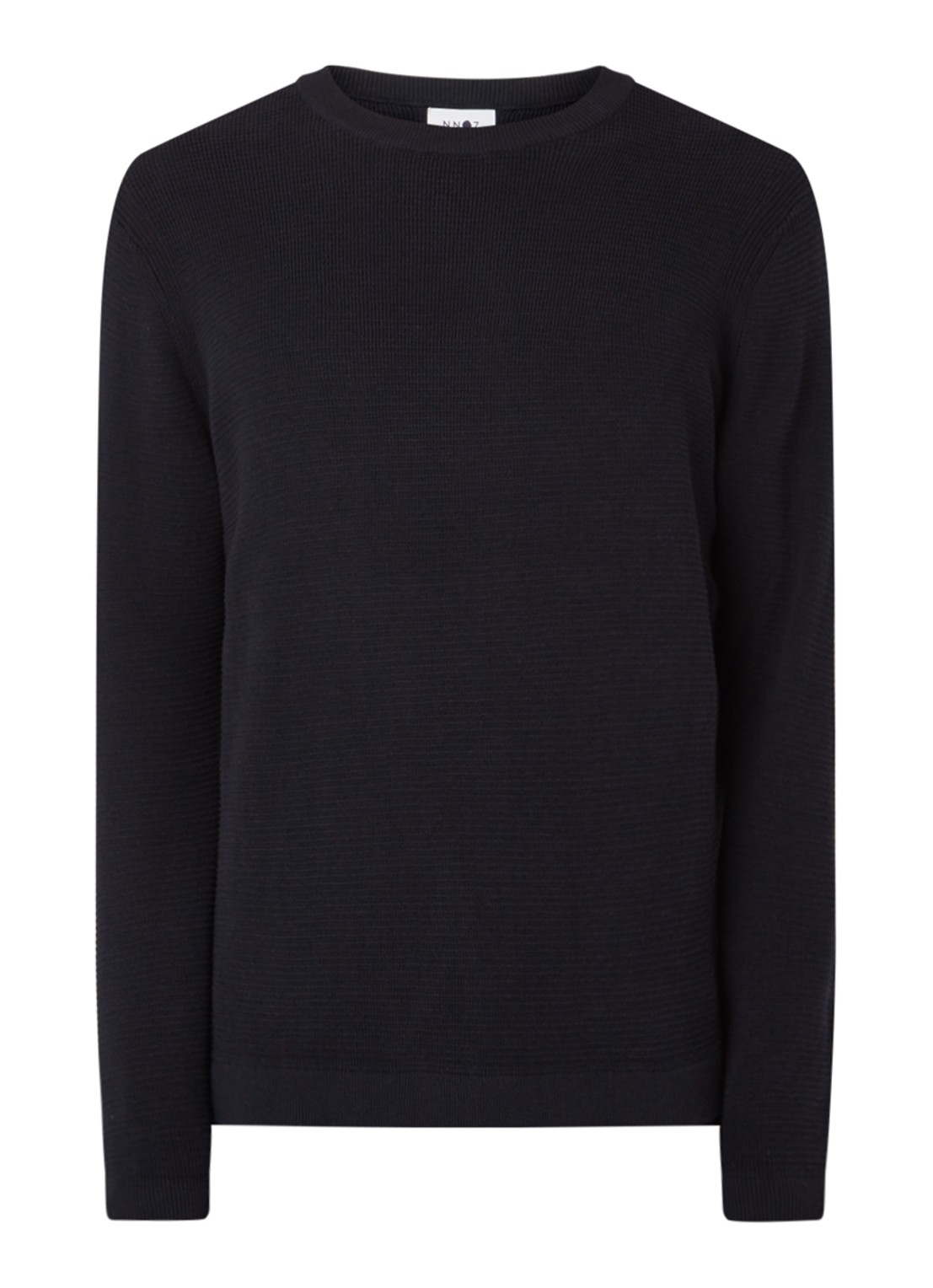 NN.07 Julian pullover van katoen met structuur - voorkant 3 donkerblauw