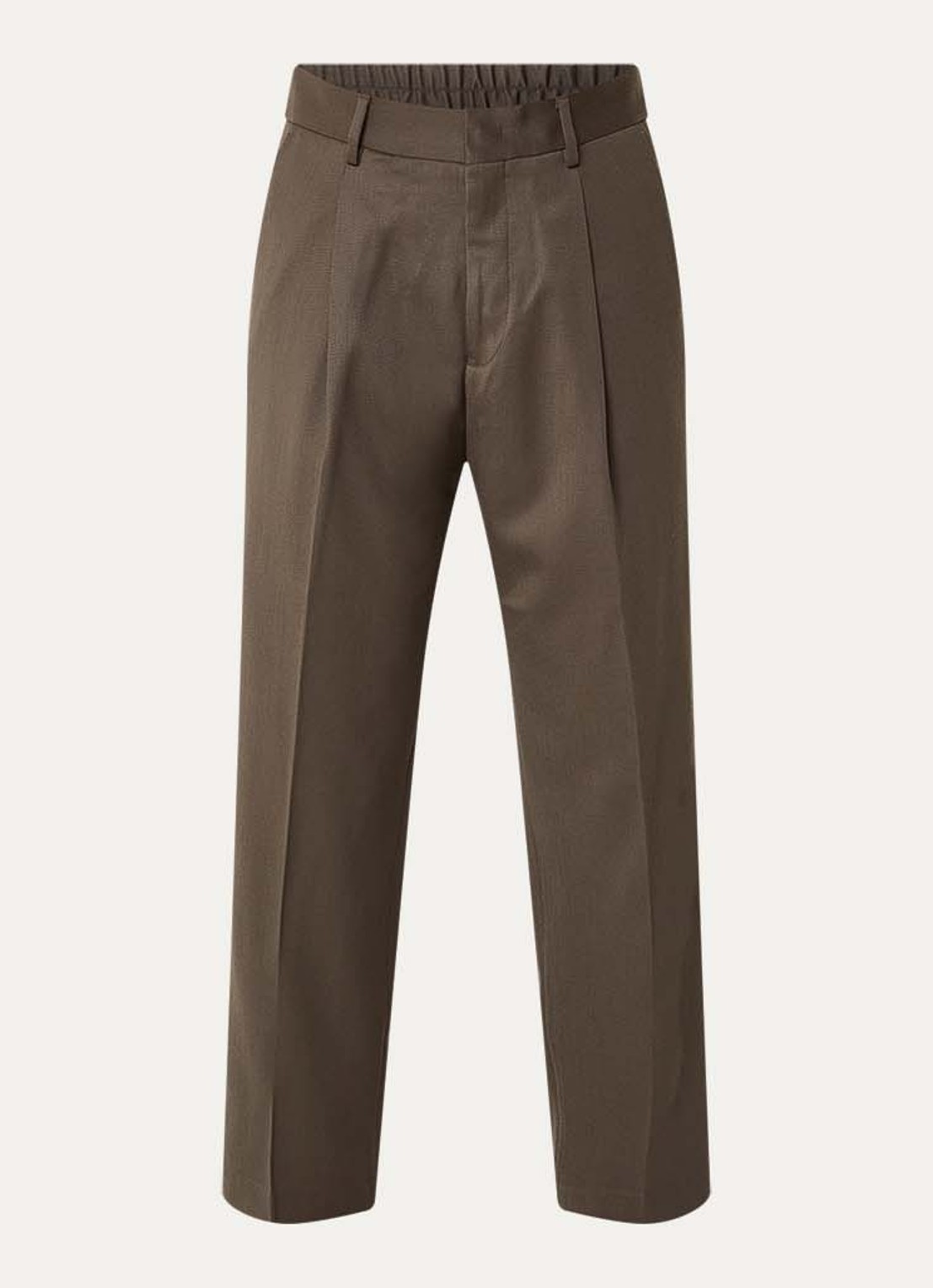 NN.07 Kay straight fit pantalon in wolblend met steekzakken - voorkant 4 khaki