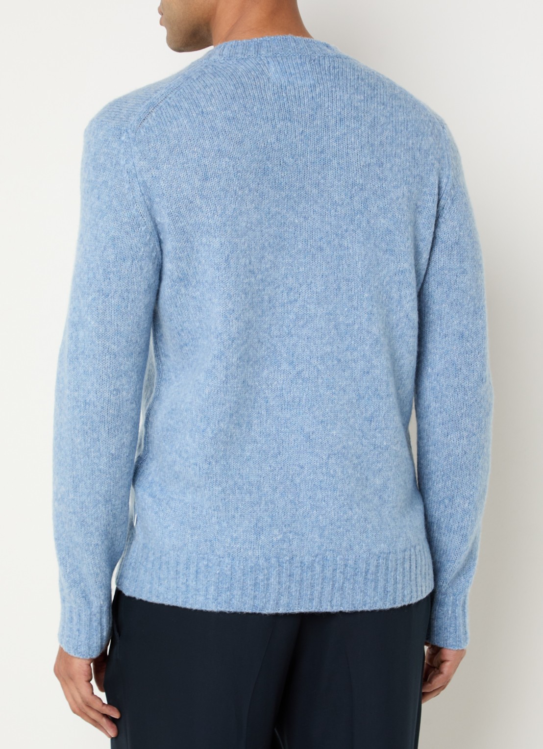 NN.07 Lee fijngebreide pullover in merino wolblend - achterkant 3 staalblauw