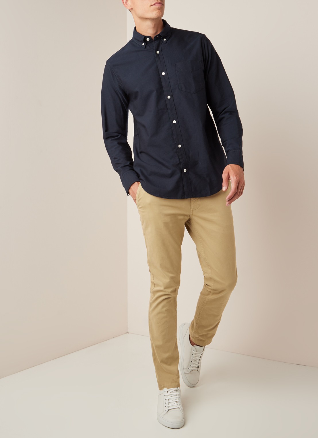 NN.07 Levon regular fit button down-overhemd - voorkant 2 donkerblauw