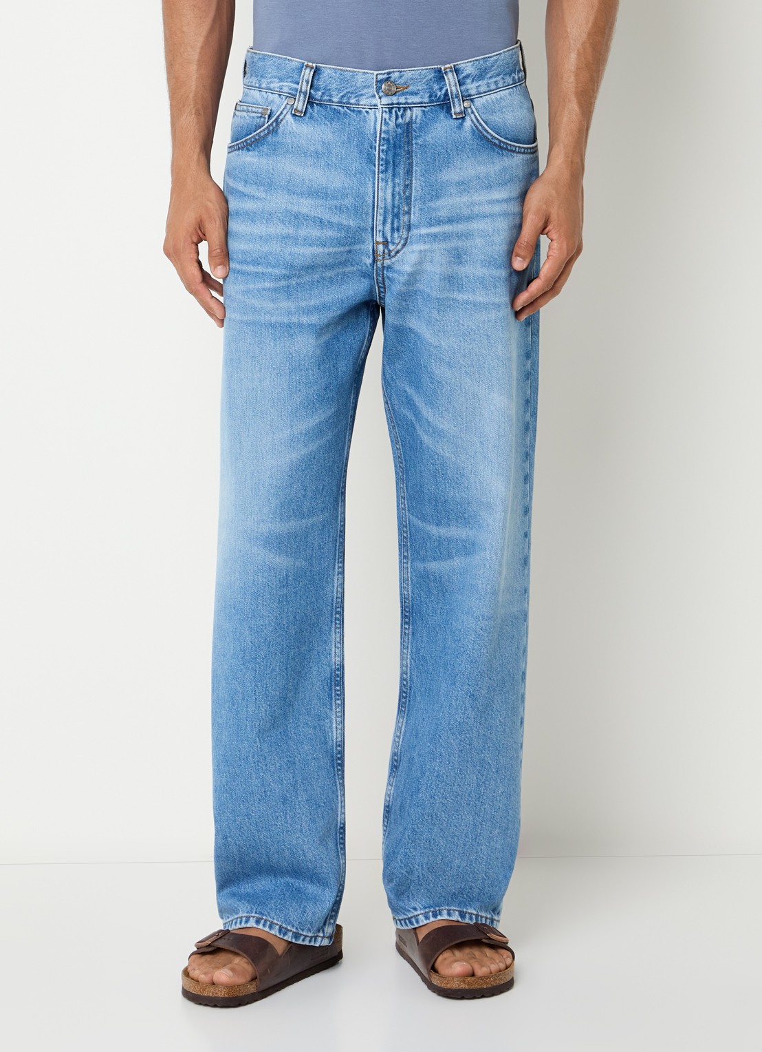 NN.07 Otis slim fit jeans met steekzakken - detail blauwgrijs