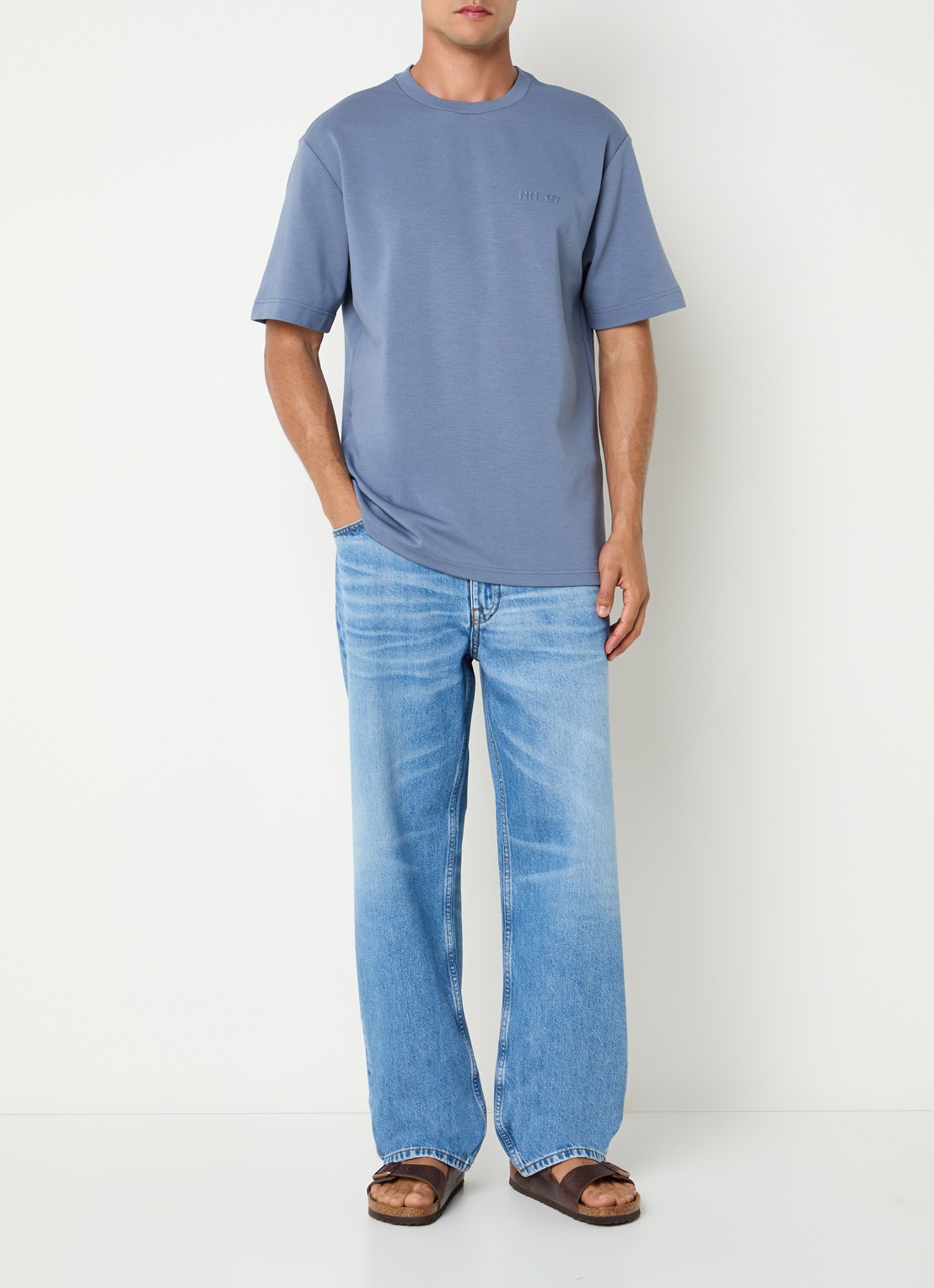 NN.07 Otis slim fit jeans met steekzakken - voorkant 4 blauwgrijs