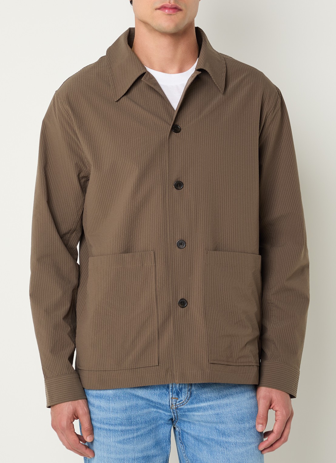 NN.07 Overshirt met opgestikte zakken - detail 4 lichtbruin