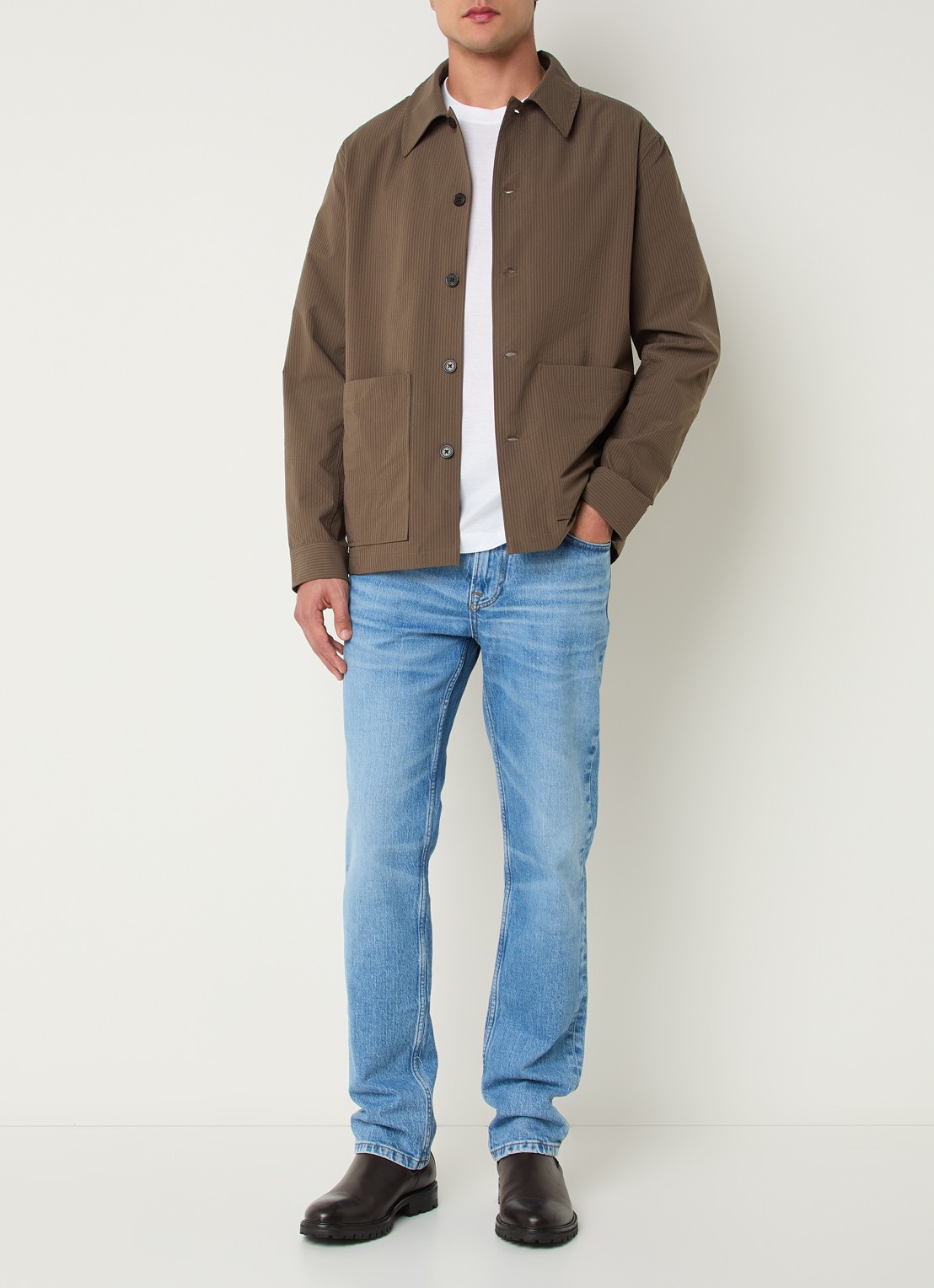 NN.07 Overshirt met opgestikte zakken - voorkant 3 lichtbruin
