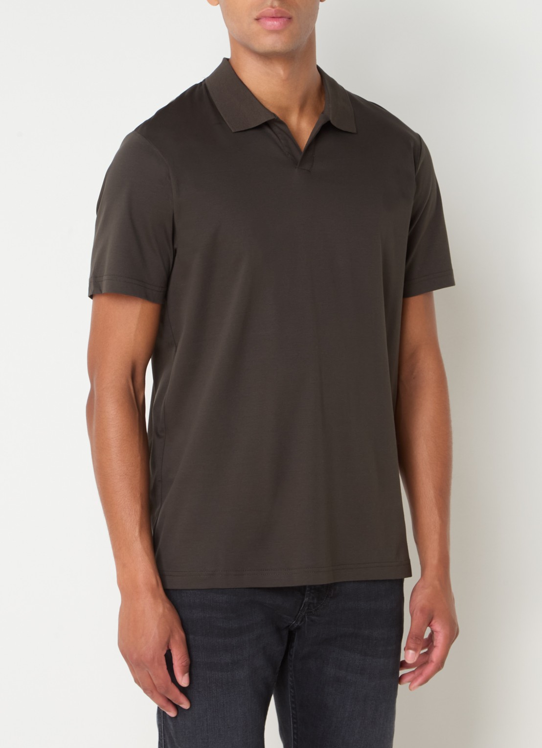 NN.07 Paul regular fit polo van  katoen - detail 4 donkerbruin