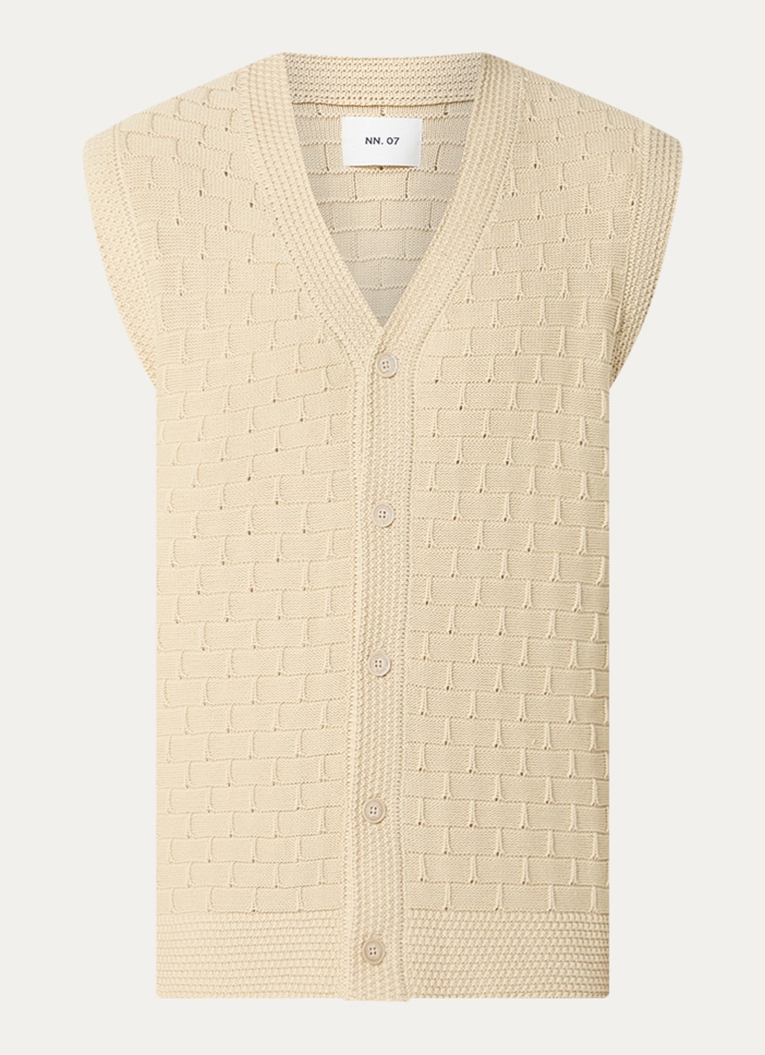 NN.07 Reece grofgebreid gilet met structuur - voorkant 2 naturel